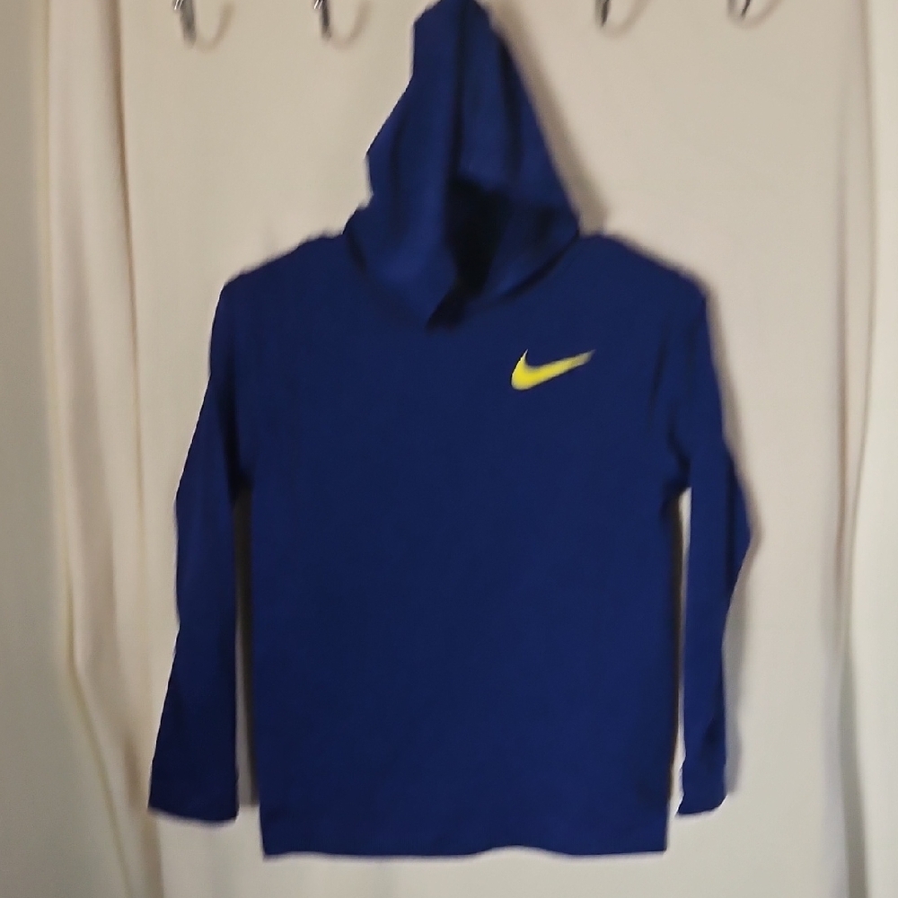 Nike Kids Blue Hoodie with Yellow Logo